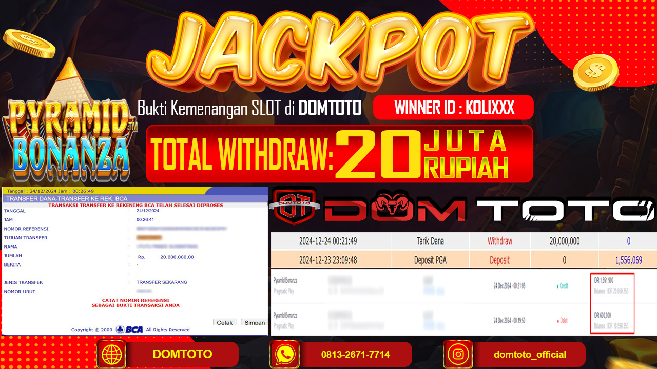 JACKPOT  SLOT  PYRAMID BONANZA  24 DESEMBER 2024